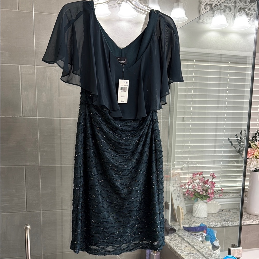Connected Apparel Blue Ruched Sheath Midi Dress